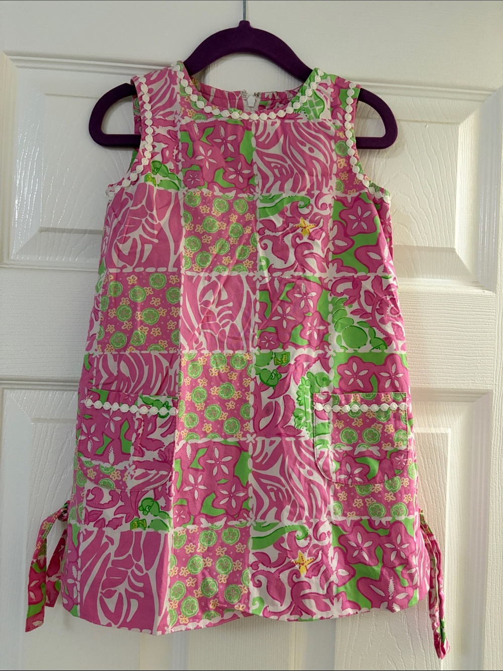 Lily Pulitzer Girls' Pink & Green Patchwork Sleeveless dress